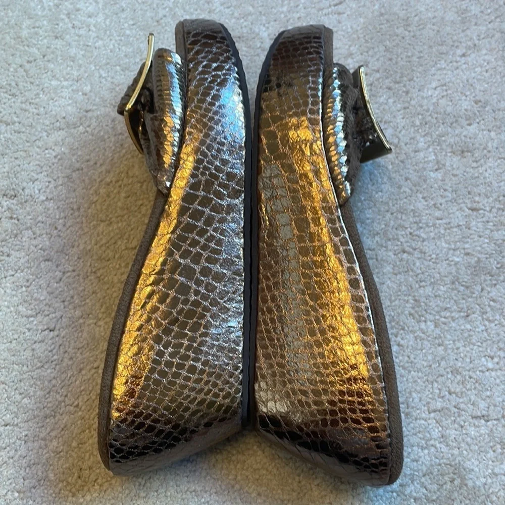 Yellow box, bronze, snake, skin, look, wedge, sandals, slip on Hailey style - Picture 4 of 5